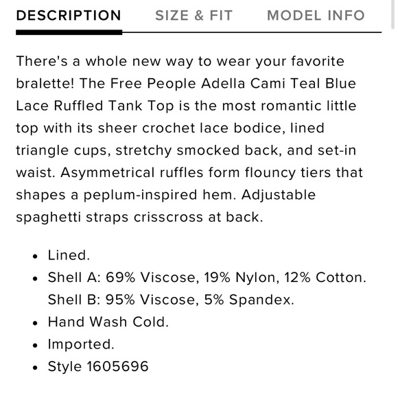 NWT Free People Adella Cami Teal - Picture 7 of 7